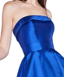 Cinderella Divine - 5277 Strapless Mikado High Low Hem Gown
