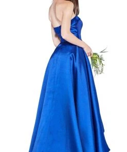 Cinderella Divine - 5277 Strapless Mikado High Low Hem Gown