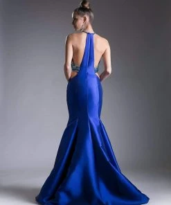 Cinderella Divine - 61894 Bead Embellished Halter Mermaid Gown Formal Gowns