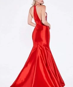 Cinderella Divine - 61894 Bead Embellished Halter Mermaid Gown Formal Gowns
