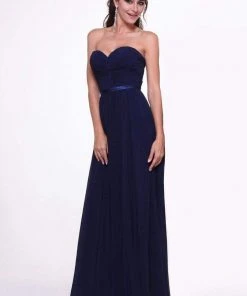 Cinderella Divine - 7455 Strapless Knotted Bodice Chiffon A-Line Dress