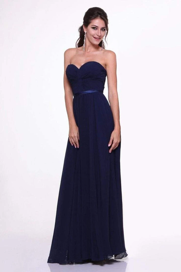 Cinderella Divine - 7455 Strapless Knotted Bodice Chiffon A-Line Dress 4 Cinderella Divine - 7455 Strapless Knotted Bodice Chiffon A-Line Dress