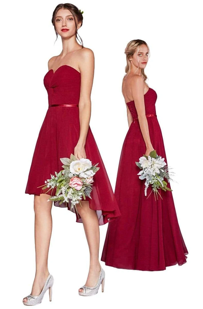 Cocktail Dresses Cinderella Divine - 7456 Strapless Chiffon Short High-Low Hem Dress 7 Cocktail Dresses Cinderella Divine - 7456 Strapless Chiffon Short High-Low Hem Dress