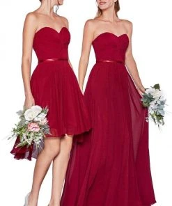 Cocktail Dresses Cinderella Divine - 7456 Strapless Chiffon Short High-Low Hem Dress 14 Cocktail Dresses Cinderella Divine - 7456 Strapless Chiffon Short High-Low Hem Dress