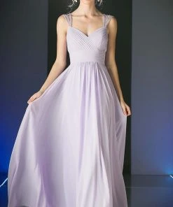 Cinderella Divine - 7461 Beaded Strap Pleated A-Line Chiffon Gown Formal Gowns 13 Cinderella Divine - 7461 Beaded Strap Pleated A-Line Chiffon Gown Formal Gowns