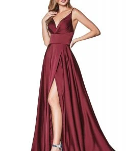 Cinderella Divine - 7472 Spaghetti Straps V Neck Wrap Satin Gown 26 Cinderella Divine - 7472 Spaghetti Straps V Neck Wrap Satin Gown