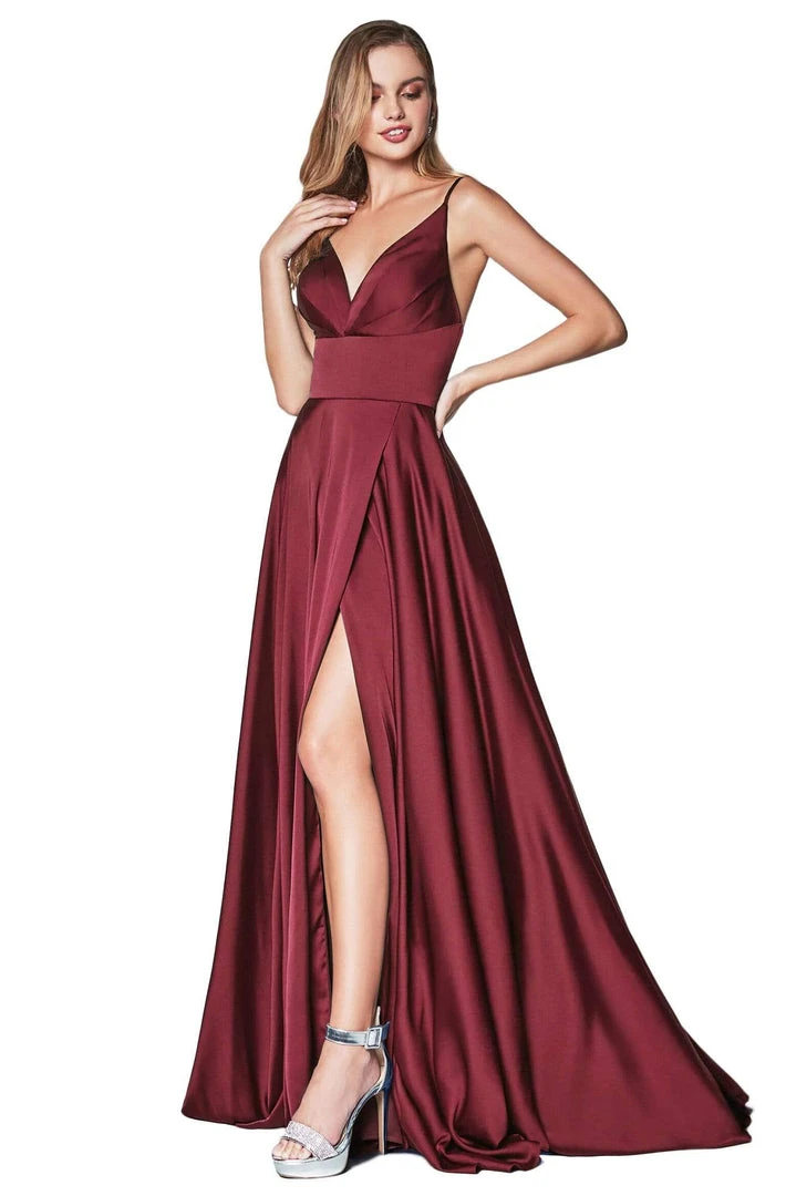Cinderella Divine - 7472 Spaghetti Straps V Neck Wrap Satin Gown 7 Cinderella Divine - 7472 Spaghetti Straps V Neck Wrap Satin Gown
