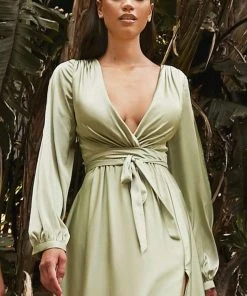 Cinderella Divine - 7475 Plunging V Neck High Slit Long Dress Formal Gowns