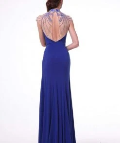 Formal Gowns Cinderella Divine - 8105 Beaded High Neck Stretch Knit Sheath Dress 9 Formal Gowns Cinderella Divine - 8105 Beaded High Neck Stretch Knit Sheath Dress