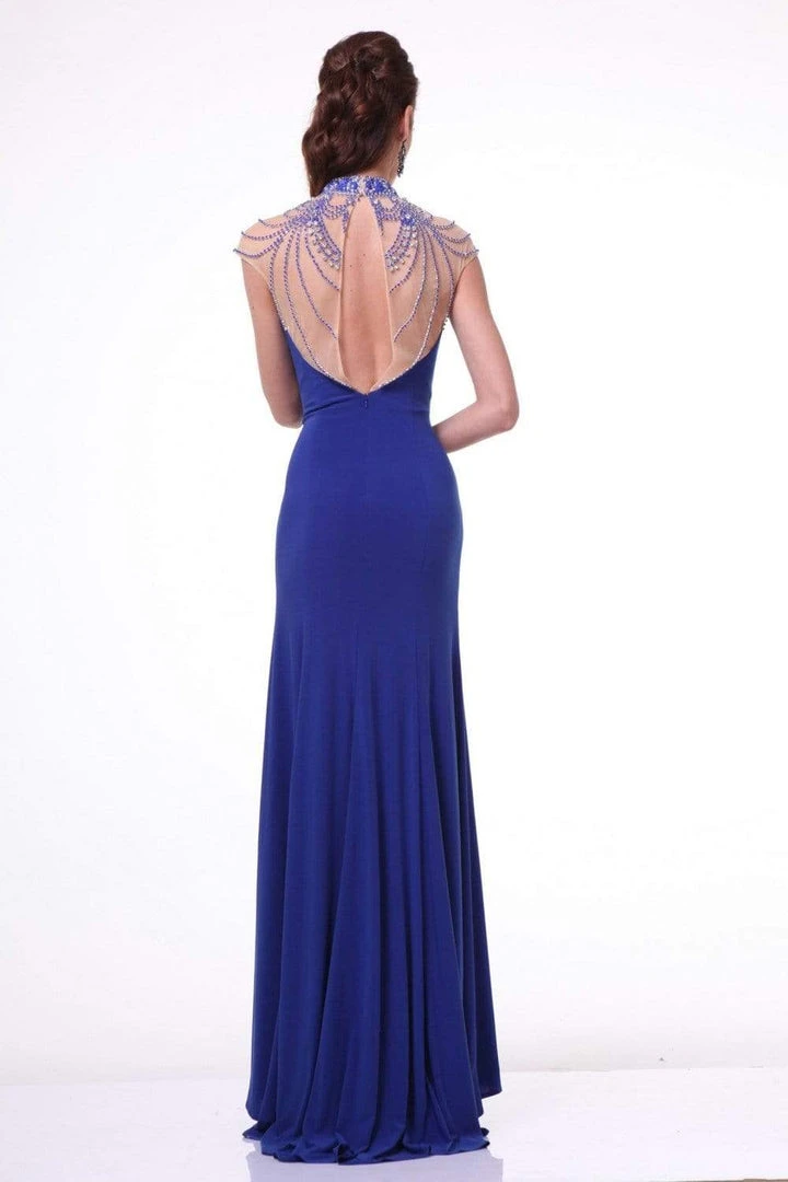 Formal Gowns Cinderella Divine - 8105 Beaded High Neck Stretch Knit Sheath Dress 6 Formal Gowns Cinderella Divine - 8105 Beaded High Neck Stretch Knit Sheath Dress