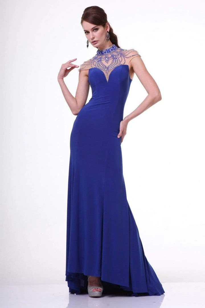Formal Gowns Cinderella Divine - 8105 Beaded High Neck Stretch Knit Sheath Dress 5 Formal Gowns Cinderella Divine - 8105 Beaded High Neck Stretch Knit Sheath Dress