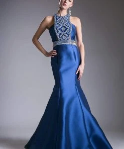 Formal Gowns Cinderella Divine - 83789 Beaded Halter Mermaid Dress