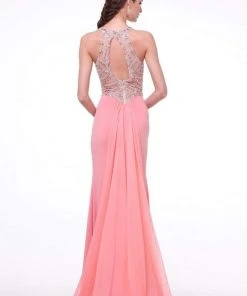 Cinderella Divine - 8744 Beaded Illusion Sheath Dress 5 Cinderella Divine - 8744 Beaded Illusion Sheath Dress
