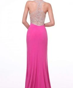 Formal Gowns Cinderella Divine - 8780 Beaded Illusion Jewel Sheath Dress