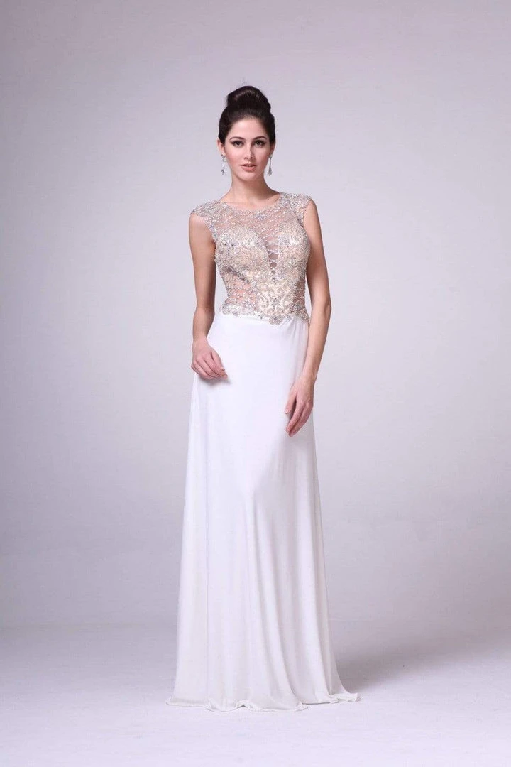 Cinderella Divine - 8907 Beaded Scoop Neck Sheath Dress Formal Gowns 5 Cinderella Divine - 8907 Beaded Scoop Neck Sheath Dress Formal Gowns