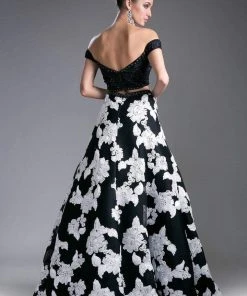 Cinderella Divine - 8945 Beaded Lace Bodice Floral A-Line Gown Formal Gowns 9 Cinderella Divine - 8945 Beaded Lace Bodice Floral A-Line Gown Formal Gowns