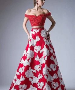 Cinderella Divine - 8945 Beaded Lace Bodice Floral A-Line Gown Formal Gowns 7 Cinderella Divine - 8945 Beaded Lace Bodice Floral A-Line Gown Formal Gowns