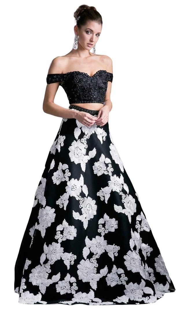Cinderella Divine - 8945 Beaded Lace Bodice Floral A-Line Gown Formal Gowns 5 Cinderella Divine - 8945 Beaded Lace Bodice Floral A-Line Gown Formal Gowns