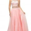 Cinderella Divine - 8994 Beaded Illusion High Halter A-Line Gown Formal Gowns