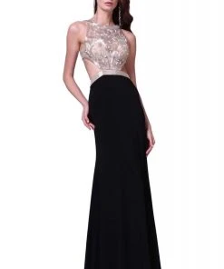 Formal Gowns Cinderella Divine - 959 Beaded Halter Neck Sheath Dress