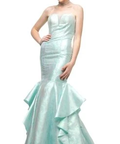 Formal Gowns Cinderella Divine - A5033 Strapless Jacquard Layered Mermaid Gown 7 Formal Gowns Cinderella Divine - A5033 Strapless Jacquard Layered Mermaid Gown