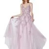Cinderella Divine - AM106 Beaded Lace Deep V-neck Tulle A-line Dress 2 Cinderella Divine - AM106 Beaded Lace Deep V-neck Tulle A-line Dress