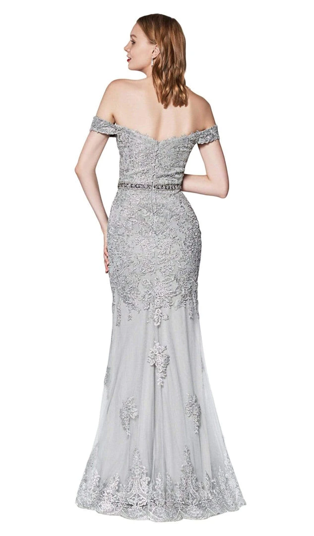 Cinderella Divine - AM122 Off Shoulder Beaded Lace Appliqued Gown Formal Gowns 9 Cinderella Divine - AM122 Off Shoulder Beaded Lace Appliqued Gown Formal Gowns