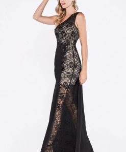 Cinderella Divine - Asymmetric Lace Sheath Evening Dress Formal Gowns