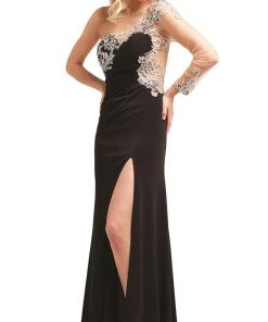 Cinderella Divine - Asymmetrical Fitted Evening Dress With Slit