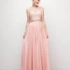 Formal Gowns Cinderella Divine - B1601 Embellished Belt Lace A-Line Chiffon Dress