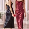 Cinderella Divine - BD103 Cowl Neck Satin Sheath Tea-Length Dress Cocktail Dresses 2 Cinderella Divine - BD103 Cowl Neck Satin Sheath Tea-Length Dress Cocktail Dresses