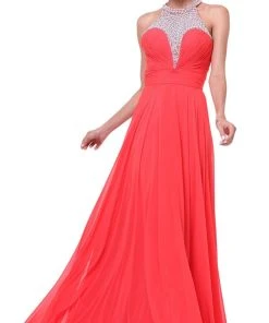 Cinderella Divine - Bead Embellished High Halter Evening Dress Formal Gowns