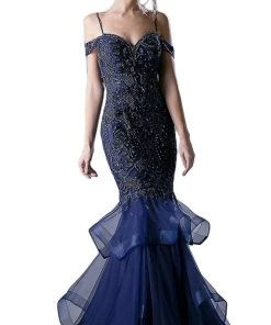 Cinderella Divine - CR776 Bead Embellished Ruffled Mermaid Evening Dress 9 Cinderella Divine - CR776 Bead Embellished Ruffled Mermaid Evening Dress