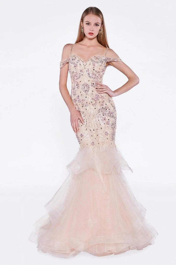 Cinderella Divine - CR776 Bead Embellished Ruffled Mermaid Evening Dress 3 Cinderella Divine - CR776 Bead Embellished Ruffled Mermaid Evening Dress