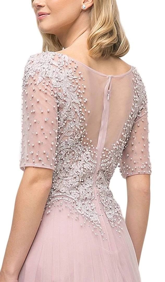 Cinderella Divine - Beaded Lace Bateau A-line Dress With Train U101 - 1 Pc Peach In Size 8 Available Formal Gowns 6 Cinderella Divine - Beaded Lace Bateau A-line Dress With Train U101 - 1 Pc Peach In Size 8 Available Formal Gowns