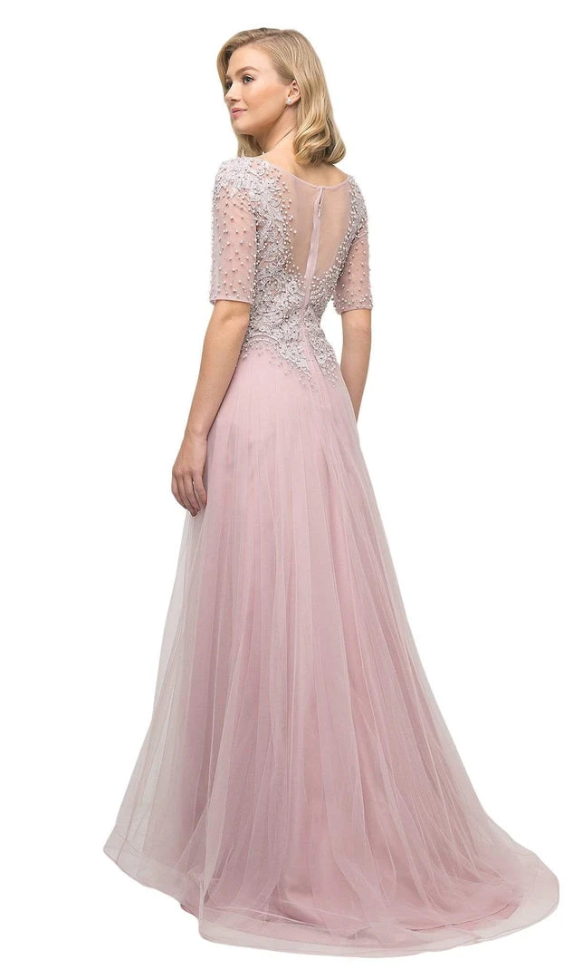 Cinderella Divine - Beaded Lace Bateau A-line Dress With Train U101 - 1 Pc Peach In Size 8 Available Formal Gowns 5 Cinderella Divine - Beaded Lace Bateau A-line Dress With Train U101 - 1 Pc Peach In Size 8 Available Formal Gowns