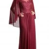 Formal Gowns Cinderella Divine - Beaded Lace Sheath Dress With Sheer Cape 1 Formal Gowns Cinderella Divine - Beaded Lace Sheath Dress With Sheer Cape