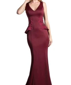 Cinderella Divine - Beaded Lace V-neck Trumpet Dress 16 Cinderella Divine - Beaded Lace V-neck Trumpet Dress