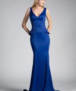 Cinderella Divine - Beaded Lace V-neck Trumpet Dress 18 Cinderella Divine - Beaded Lace V-neck Trumpet Dress