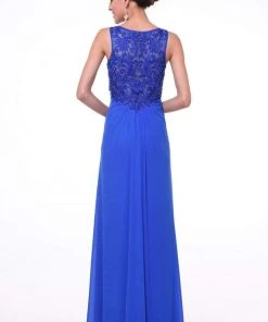 Formal Gowns Cinderella Divine - Bedazzled Plunging V-neck A-line Dress