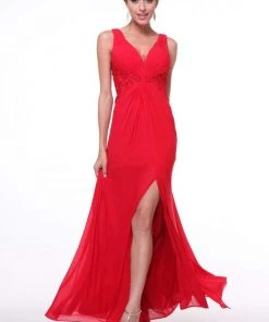 Formal Gowns Cinderella Divine - Bedazzled Plunging V-neck A-line Dress 13 Formal Gowns Cinderella Divine - Bedazzled Plunging V-neck A-line Dress