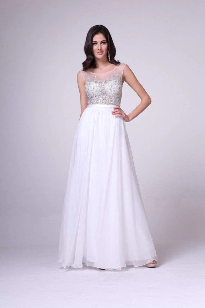 Cinderella Divine - CJ90 Bejeweled Illusion Bodice A-Line Evening Gown 10 Cinderella Divine - CJ90 Bejeweled Illusion Bodice A-Line Evening Gown