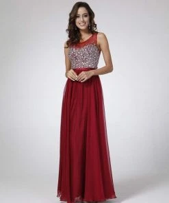Cinderella Divine - CJ90 Bejeweled Illusion Bodice A-Line Evening Gown 13 Cinderella Divine - CJ90 Bejeweled Illusion Bodice A-Line Evening Gown
