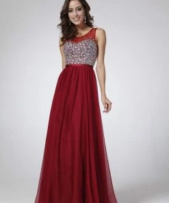 Cinderella Divine - CJ90 Bejeweled Illusion Bodice A-Line Evening Gown 15 Cinderella Divine - CJ90 Bejeweled Illusion Bodice A-Line Evening Gown