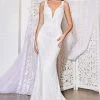 Formal Gowns Cinderella Divine Bridal - EW115 Crisscross Strapped Back Beaded Mermaid Gown