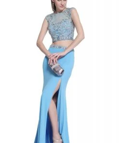 Formal Gowns Cinderella Divine - C211 Beaded Two Piece Dress With Slit
