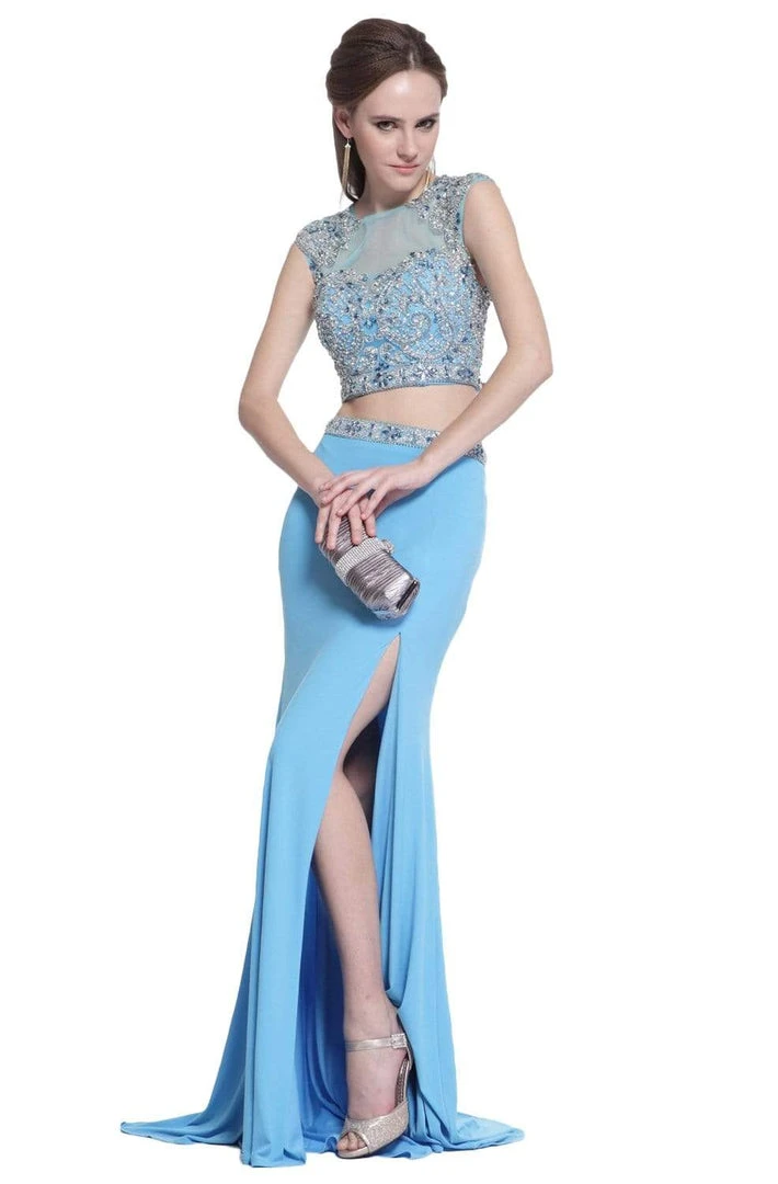 Formal Gowns Cinderella Divine - C211 Beaded Two Piece Dress With Slit 3 Formal Gowns Cinderella Divine - C211 Beaded Two Piece Dress With Slit