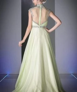 Formal Gowns Cinderella Divine - C216 Beaded High Neck A-Line Gown 5 Formal Gowns Cinderella Divine - C216 Beaded High Neck A-Line Gown