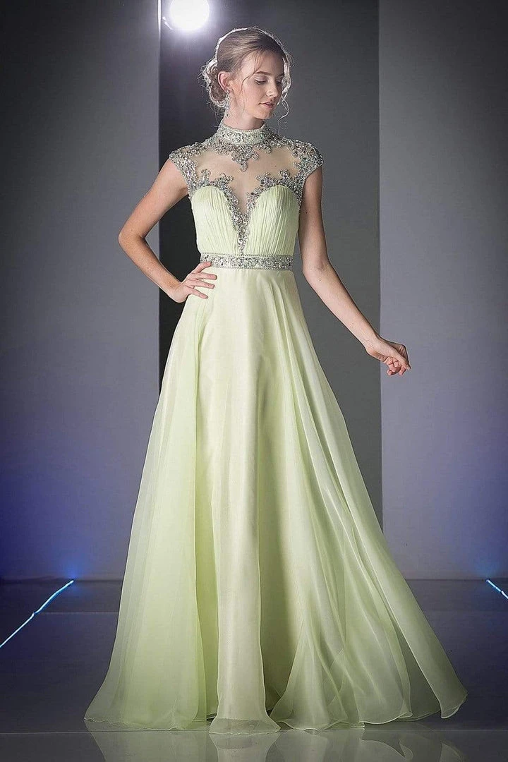 Formal Gowns Cinderella Divine - C216 Beaded High Neck A-Line Gown 3 Formal Gowns Cinderella Divine - C216 Beaded High Neck A-Line Gown