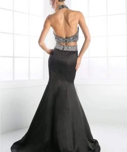 Cinderella Divine - C241 Two Piece Beaded Satin Mermaid Dress Formal Gowns
